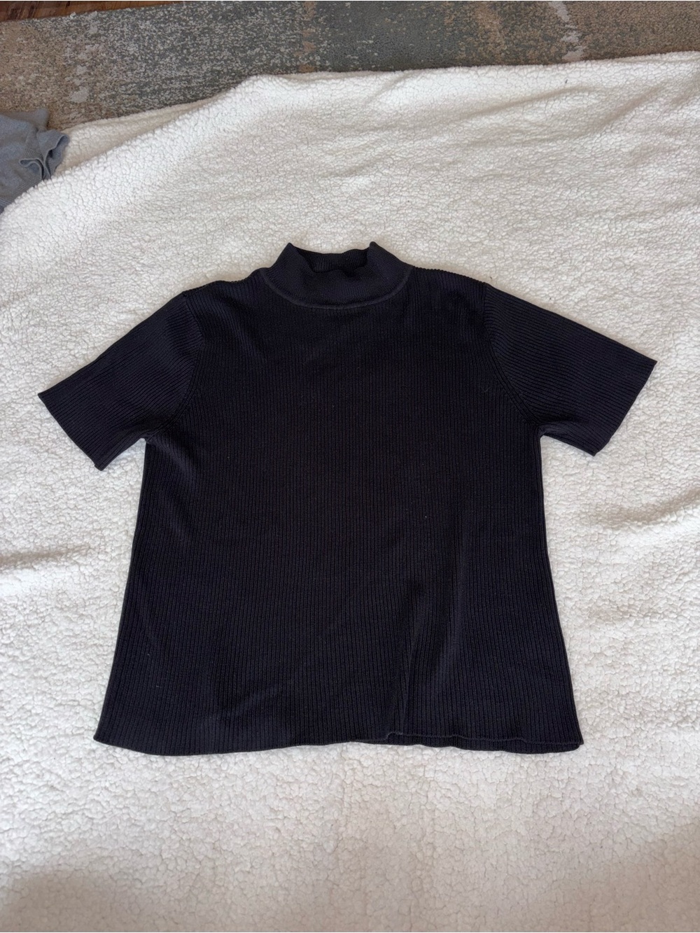 croft & barrow Black Ribbed Mock Neck Top